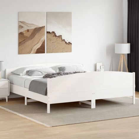 Bed Frame without Mattress White 180x200 cm Super King Solid Wood Pine vidaXL