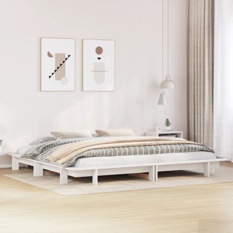 Bed Frame without Mattress White 180x200 cm Super King Solid Wood Pine vidaXL