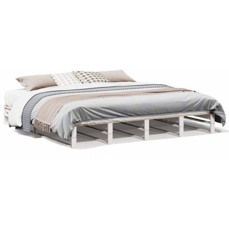 Bed Frame without Mattress White 180x200 cm Super King Solid Wood Pine vidaXL