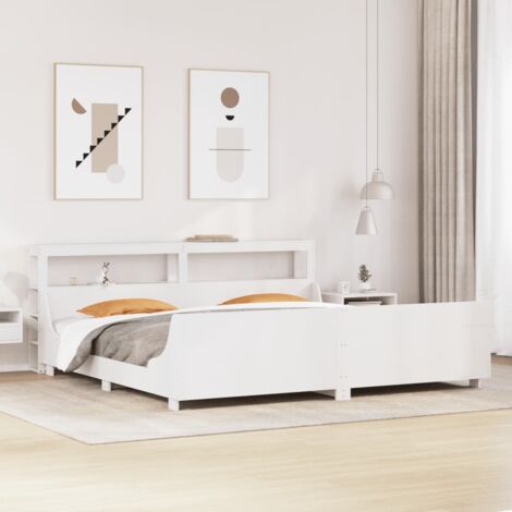 Bed Frame without Mattress White 180x200 cm Super King Solid Wood Pine vidaXL