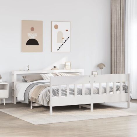 Bed Frame without Mattress White 180x200 cm Super King Solid Wood Pine vidaXL
