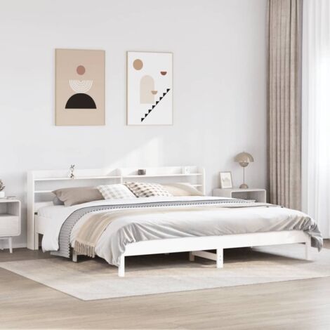 Bed Frame without Mattress White 180x200 cm Super King Solid Wood Pine vidaXL