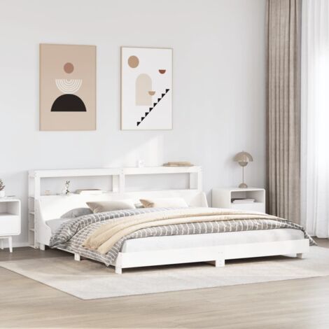 Bed Frame without Mattress White 180x200 cm Super King Solid Wood Pine vidaXL