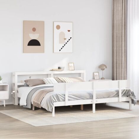 Bed Frame without Mattress White 180x200 cm Super King Solid Wood Pine vidaXL