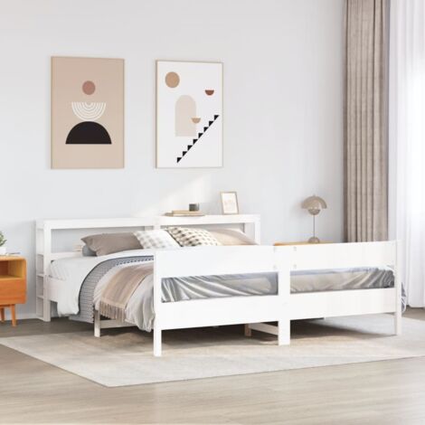 Bed Frame without Mattress White 180x200 cm Super King Solid Wood Pine vidaXL