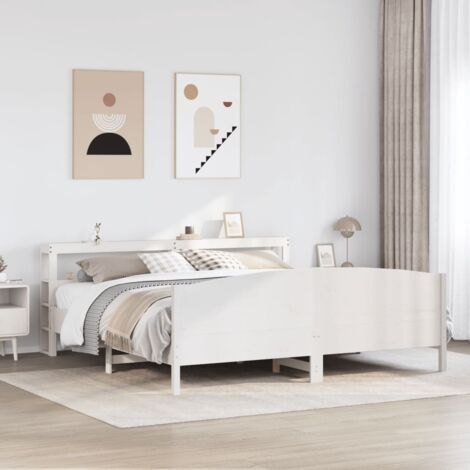 Bed Frame without Mattress White 180x200 cm Super King Solid Wood Pine vidaXL