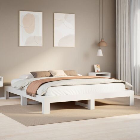 Bed Frame without Mattress White 180x200 cm Super King Solid Wood Pine vidaXL