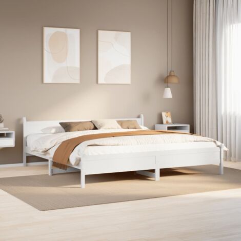 Bed Frame without Mattress White 180x200 cm Super King Solid Wood Pine vidaXL