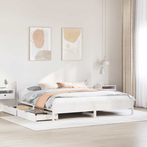Bed Frame without Mattress White 180x200 cm Super King Solid Wood Pine vidaXL