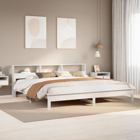 Bed Frame without Mattress White 180x200 cm Super King Solid Wood Pine vidaXL