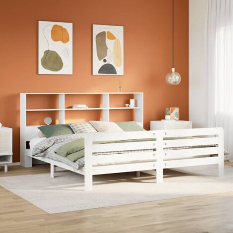 Bed Frame without Mattress White 180x200 cm Super King Solid Wood Pine vidaXL