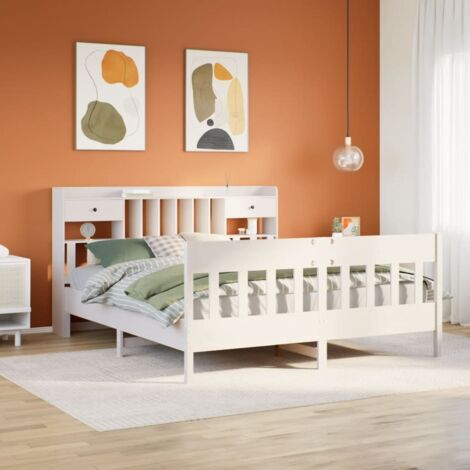 Bed Frame without Mattress White 180x200 cm Super King Solid Wood Pine vidaXL