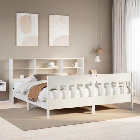 Bed Frame without Mattress White 180x200 cm Super King Solid Wood Pine vidaXL