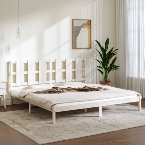 Bed Frame without Mattress White 180x200 cm Super King Solid Wood vidaXL