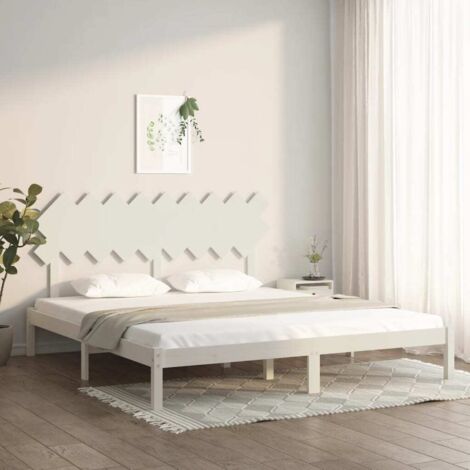 Bed Frame without Mattress White 180x200 cm Super King Solid Wood vidaXL