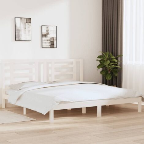 Bed Frame without Mattress White 200x200 cm Solid Wood Pine vidaXL