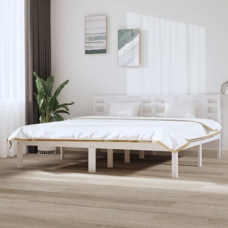 Bed Frame without Mattress White 200x200 cm Solid Wood Pine vidaXL