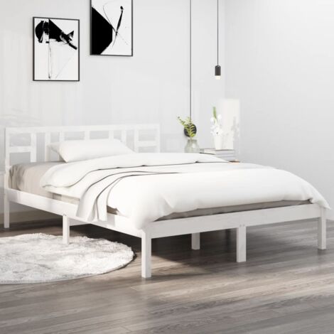 Bed Frame without Mattress White 200x200 cm Solid Wood vidaXL