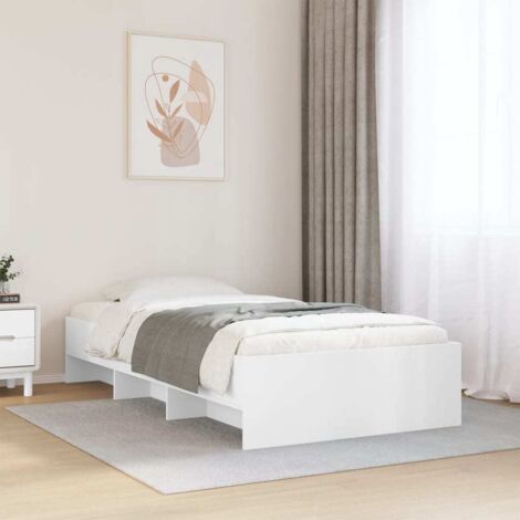 Bed Frame without Mattress White 75x190 cm Small Single Engineered Wood vidaXL