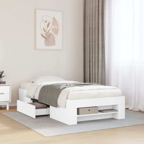 Bed Frame without Mattress White 75x190 cm Small Single Engineered Wood vidaXL