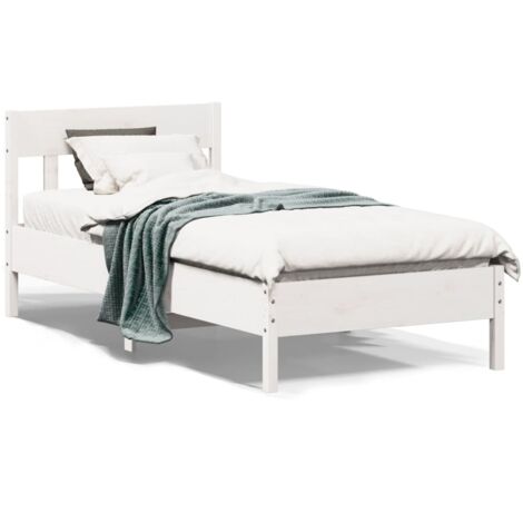 Bed Frame without Mattress White 75x190 cm Small Single Solid Wood Pine vidaXL