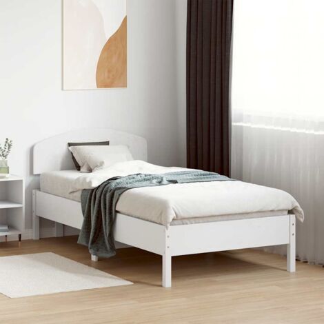 Bed Frame without Mattress White 75x190 cm Small Single Solid Wood Pine vidaXL