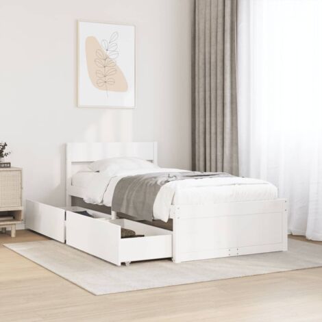 Bed Frame without Mattress White 75x190 cm Small Single Solid Wood Pine vidaXL