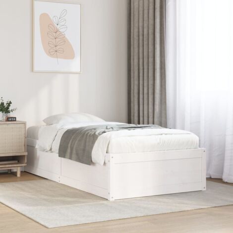 Bed Frame without Mattress White 75x190 cm Small Single Solid Wood Pine vidaXL