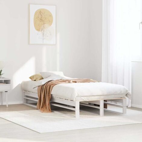 Bed Frame without Mattress White 75x190 cm Small Single Solid Wood Pine vidaXL
