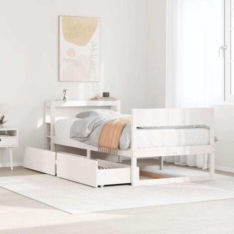 Bed Frame without Mattress White 75x190 cm Small Single Solid Wood Pine vidaXL