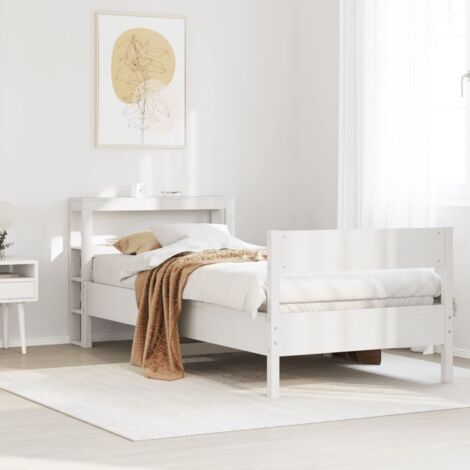 Bed Frame without Mattress White 75x190 cm Small Single Solid Wood Pine vidaXL