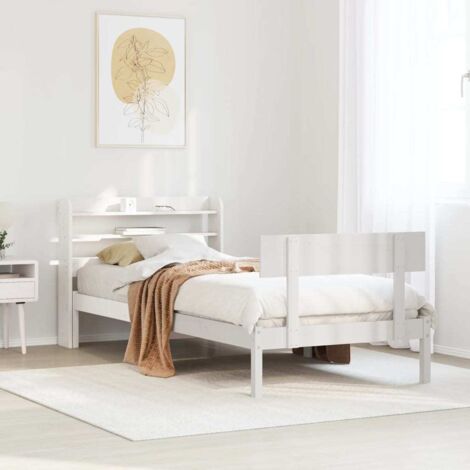 Bed Frame without Mattress White 75x190 cm Small Single Solid Wood Pine vidaXL