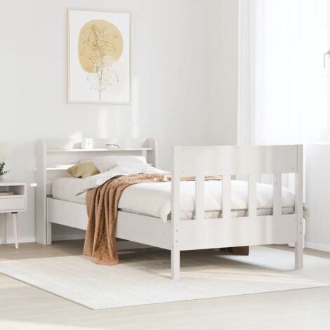 Bed Frame without Mattress White 75x190 cm Small Single Solid Wood Pine vidaXL