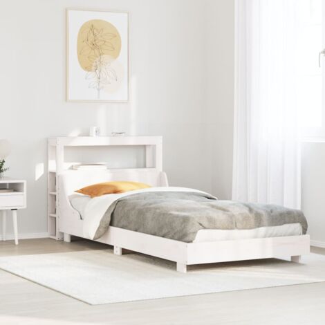 Bed Frame without Mattress White 75x190 cm Small Single Solid Wood Pine vidaXL