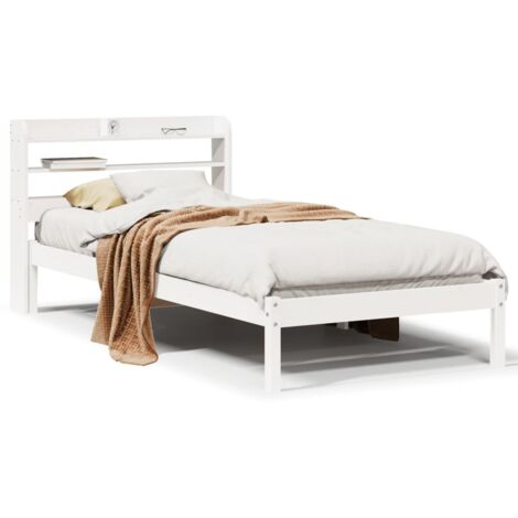 Bed Frame without Mattress White 75x190 cm Small Single Solid Wood Pine vidaXL