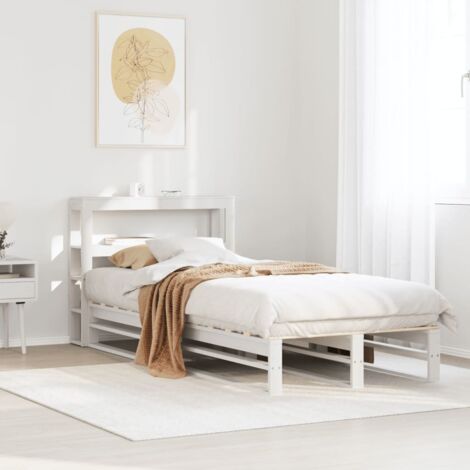 Bed Frame without Mattress White 75x190 cm Small Single Solid Wood Pine vidaXL