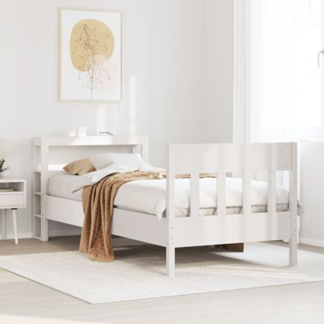 Bed Frame without Mattress White 75x190 cm Small Single Solid Wood Pine vidaXL