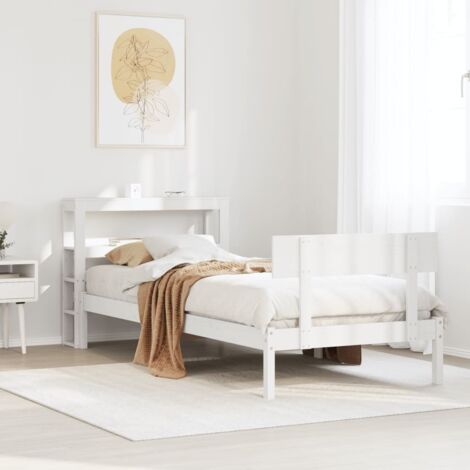 Bed Frame without Mattress White 75x190 cm Small Single Solid Wood Pine vidaXL