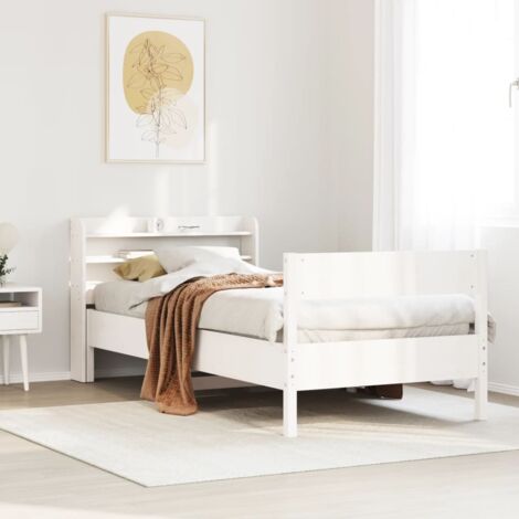 Bed Frame without Mattress White 75x190 cm Small Single Solid Wood Pine vidaXL