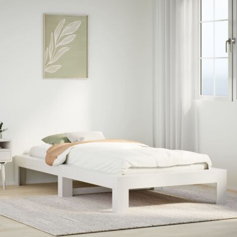 Bed Frame without Mattress White 75x190 cm Small Single Solid Wood Pine vidaXL