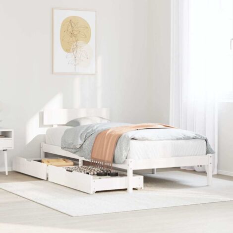 Bed Frame without Mattress White 75x190 cm Small Single Solid Wood Pine vidaXL