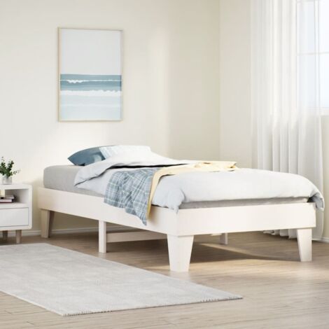Bed Frame without Mattress White 75x190 cm Small Single Solid Wood Pine vidaXL
