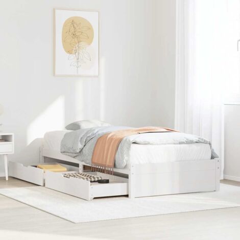 Bed Frame without Mattress White 75x190 cm Small Single Solid Wood Pine vidaXL