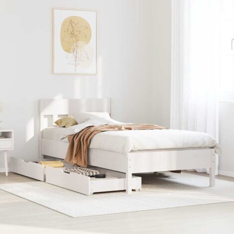 Bed Frame without Mattress White 75x190 cm Small Single Solid Wood Pine vidaXL