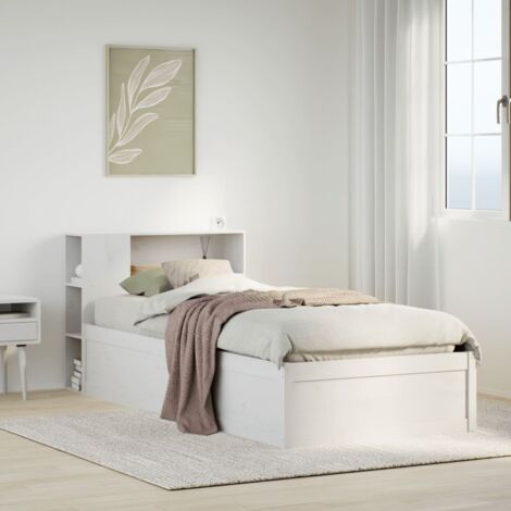 Bed Frame without Mattress White 75x190 cm Small Single Solid Wood Pine vidaXL