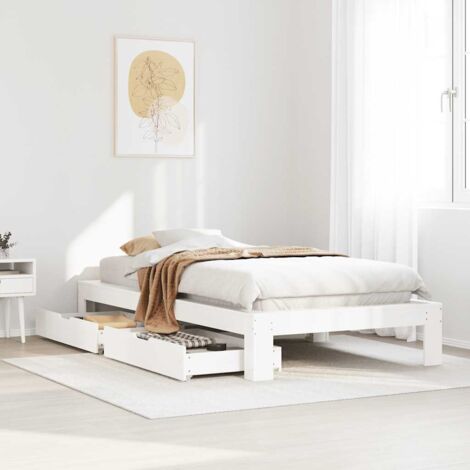 Bed Frame without Mattress White 75x190 cm Small Single Solid Wood Pine vidaXL