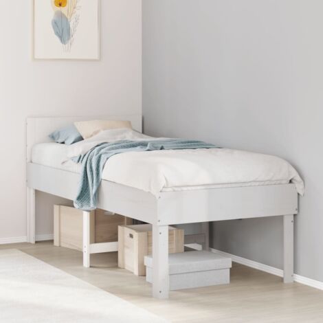 Bed Frame without Mattress White 75x190 cm Small Single Solid Wood Pine vidaXL