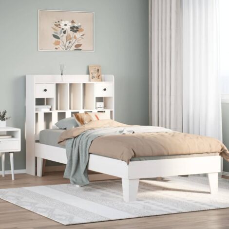 Bed Frame without Mattress White 75x190 cm Small Single Solid Wood Pine vidaXL