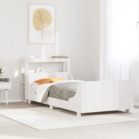 Bed Frame without Mattress White 75x190 cm Small Single Solid Wood Pine vidaXL