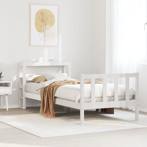 Bed Frame without Mattress White 75x190 cm Small Single Solid Wood Pine vidaXL
